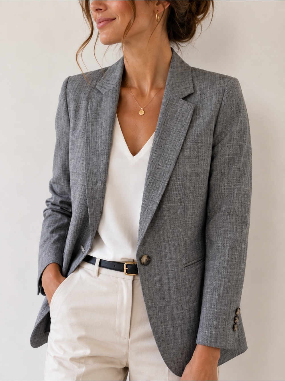 RW&CO. Gray Textured Tailored Blazer Women’s Size 8